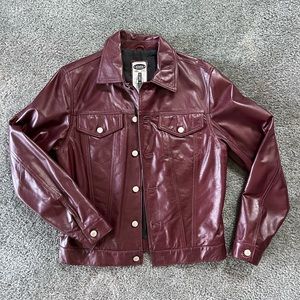 Mens Italian Leather 3 pocket button up jacket